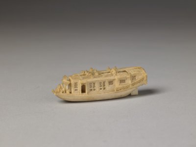 图片[1]-Yellow Zhenxiao Ivory Carved Boat-China Archive